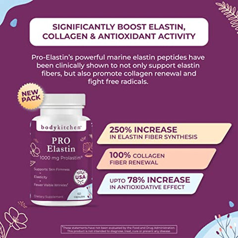 Pro-Elastin: Suplemento de Elastina 1000 mg, Reduz Sinais de Envelhecimento, Melhora a Saúde e Firmeza da Pele - Body Kitchen