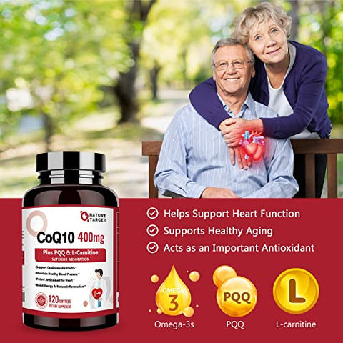 CoQ10-400mg com PQQ, Ômega-3s – Potencialize sua saúde com antioxidantes e ácidos graxos essenciais - NATURE TARGET