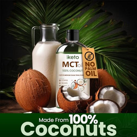 Keto MCT Oil – C8 e C10 sem sabor, não transgênico, certificado sem glúten, livre de óleo de palma, vegano, kosher, halal, 32 oz Óleo de Coco - Keppi