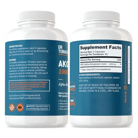 AKG 1000mg por Porção, Ácido Alfa Cetoglutárico Bioativo, Suporte à Energia Celular - Dr. Tobias