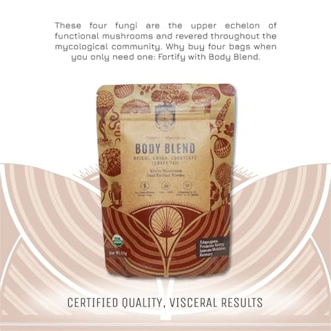 Hamilton's - Hamilton’s Body Blend | Pó de Extrato de Cogumelo Orgânico | Chaga, Cordyceps, Reishi, Turkey Tail | Suporte Imunológico, Resistência e Redução do Estresse | Alta Potência | 30% Beta Glucanos | GF | 100g