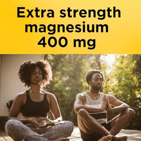Magnésio 400 mg Óxido Extra Forte 180 cápsulas, 180 dias de suprimento – 1 cápsula diária com água e uma refeição – Guia de Suplementos incluso - Nature Made