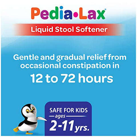 Amolecedor de Fezes Líquido para Crianças, 2-11 Anos, Sabor de Frutas Vermelhas, 120 ml (Embalagem com 3 Unidades) - Pedia-Lax