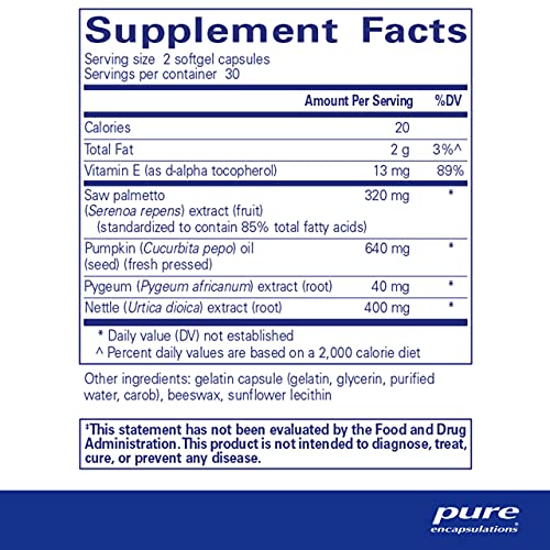 Saw Palmetto Plus | Extrato de Raiz de Urtiga para Suporte da Função Urinária | 60 Cápsulas Softgel | Marca Pure Encapsulations - Pure Encapsulations