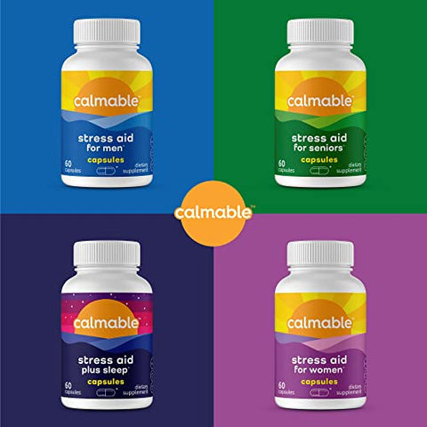 Calmable - Apoio para Alívio do Estresse para Adolescentes – Vegano – Piridoxina B6, L-Teanina – Suplemento Alimentar de Vitaminas – 60 Cápsulas