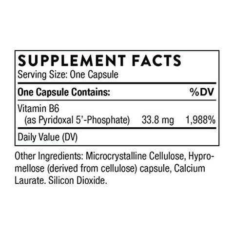 Pyridoxal 5′-Phosphate – Vitamina B6 Bioativa para Produção de Energia e Síntese de Neurotransmissores – 180 Cápsulas - THORNE