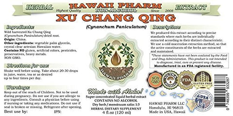 Xu Chang Qing Extrato Líquido Livre de Álcool, Xu Chang Qing, Raiz de Cipó-de-São-João (Cynanchum Paniculatum) Glicerito de Ervas Naturais, Hawaii Pharm, EUA 118 ml