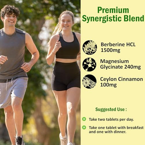 Berberine Mojo - Suplemento de Berberina 1500mg com Glicinato de Magnésio 240mg e Canela do Ceilão 100mg para Saúde Intestinal