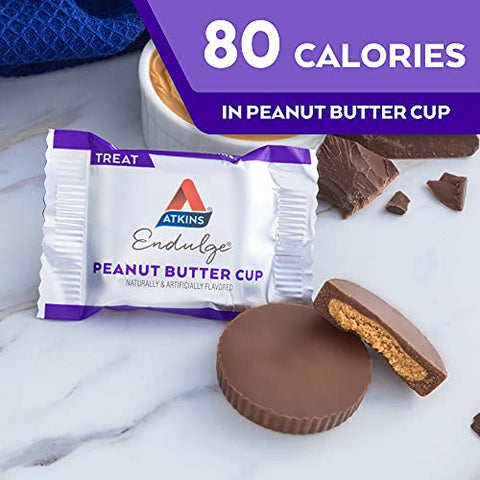 Endulge Peanut Butter Cups – Sobremesa Favorita, Baixo Carboidrato, 0g Açúcar, 60 Unidades - Atkins
