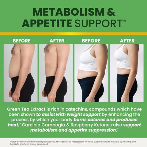 Nobi Nutrition - Pílulas de Emagrecimento de Chá Verde e Café Verde | 45% EGCG | Queimador de Gordura Abdominal | Estimulante de Metabolismo