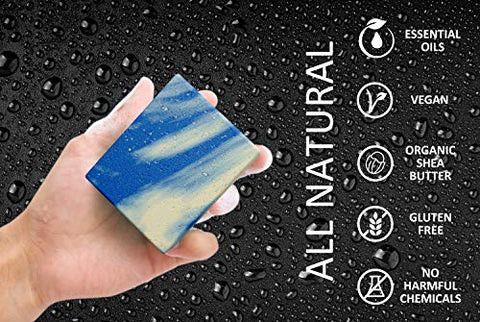 NATURAL AMERICAN - Sabonete Orgânico Masculino, Aromas Masculinos, Sabonete 100% Natural para Homens – Óleos Essenciais, Manteiga de Karité Orgânica, Sabonete Natural para o Corpo – SOLDIER Body Soap 150g (6 unid)