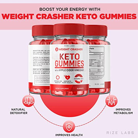 rize labs - (5 Pacotes) Gomas Weight Crasher Keto – Suporte para Perda de Peso e Saúde do Coração com Apple Cider Vinegar Keto ACV 1000 MG – Energia Gomitas