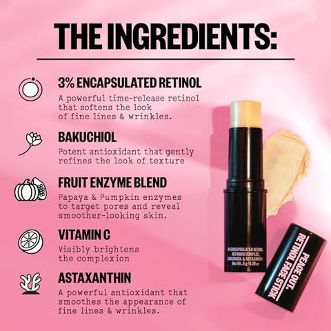 Skincare Retinol Face Stick – Reduza Linhas Finas, Rugas e Textura Irregular com Retinol Encapsulado 3% (8g) - PEACE OUT