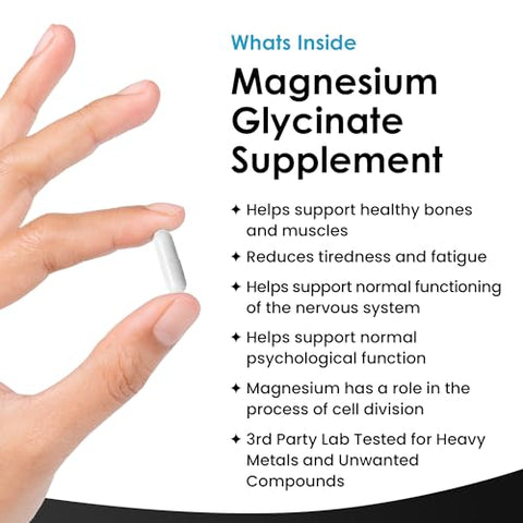 New Leaf Products - Magnésio Glicinato – 120 Cápsulas de Alta Potência – 1040mg de Magnésio Fornecendo 208mg de Magnésio Elemental por Porção – Ingrediente Ativo Puro – Fabricado no Reino Unido