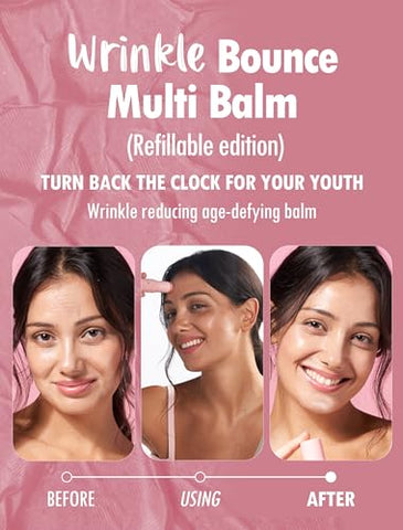 Wrinkle Bounce Multi Balm – Edição Recarregável | Bálsamo Labial Hidratante, Creme para os Olhos e Pescoço, Base para Maquiagem – Tudo em Um - KAHI