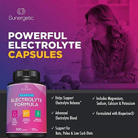 Sunergetic - Cápsulas Premium de Eletrólitos para Keto, Baixo Carboidrato e Reidratação