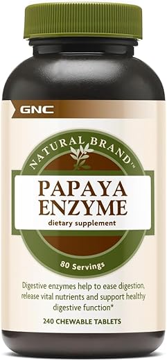 Enzima de Mamão Natural, 240 Comprimidos, Suporta a Função Digestiva Saudável - GNC