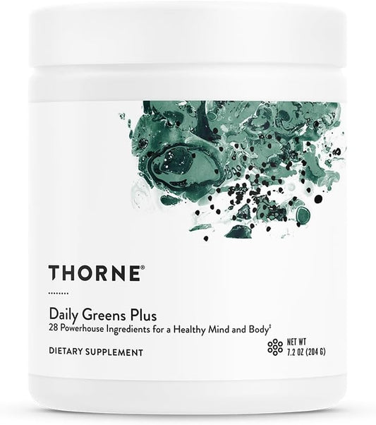 Daily Greens Plus – Pó de Verdes Completo com Matcha, Spirulina, Moringa e Adaptógenos, Cogumelo e Misturas Antioxidantes – Sabor Refrescante de Menta 200g – 30 Porções - THORNE