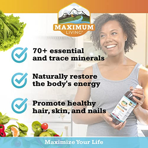 Maximum Living - MineralRich – Suplemento Mineral com Aloe Vera – Mistura Líquida de Vitaminas e Minerais Traços – 946 ml