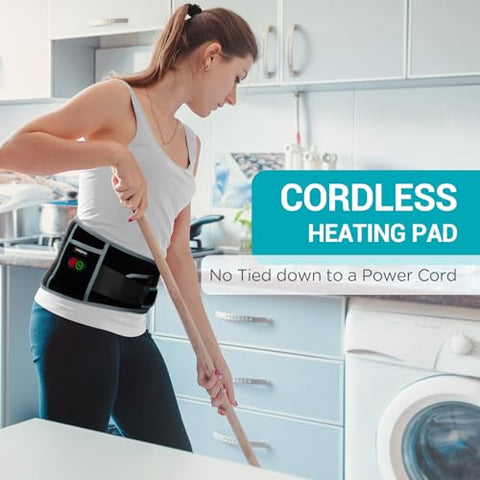 Aquecedor Portátil Comfytemp com Massageador para Alívio de Dor nas Costas, Massageador de Costas sem Fio Elegível para FSA HSA, Almofadas Térmicas Vestíveis para Cólicas com 3 Níveis de Calor, Desligamento Automático
