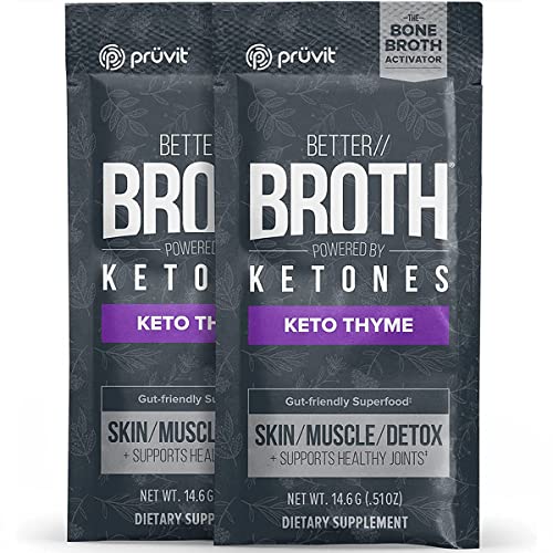 PRÜVIT - Pruvit Better Broth Keto Thyme – Suporte para Articulações, Recuperação Muscular e Melhora da Aparência de Pele e Cabelo – 20 Unidades