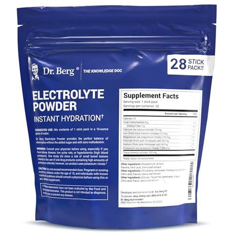 Dr. Berg Nutritionals - Dr. Berg Pacotes de Pó de Eletrólitos Sem Açúcar (Pacote Variado) – Mistura Diária de Bebida de Eletrólitos – 28 Pacotes de Hidratação Total Sem Açúcar – Pacotes de Pó de Eletrólitos Keto Sem Açúcar