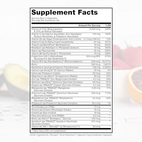 Pure Therapro Rx - Methyl Multi Sem Ferro – 120 Cápsulas Veganas – Suprimento de 60 Dias – Com Methyl B12