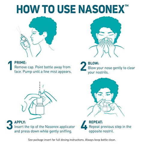 24HR Spray Nasal para Alergia, Congestão Nasal, Alívio Não Sonolento em Força Total de Prescrição, 120 Sprays - Nasonex