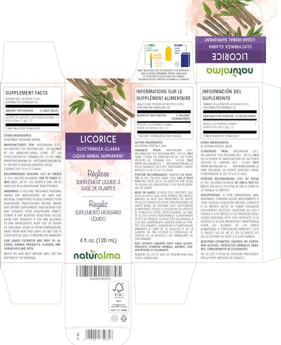 Licorice Naturalma – Extrato Líquido de Raiz de Alcaçuz (Glycyrrhiza glabra) – Tintura sem Álcool – 120 ml – Vegano