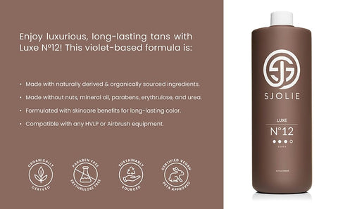SJOLIE SUNLESS - SJOLIE Solução de Bronzeamento Spray – Luxe 12 – Mistura Escura à Base de Violeta | Solução de Bronzeamento sem Sol para um Acabamento Profundo e Bronzeado, Totalmente Natural (32ml)