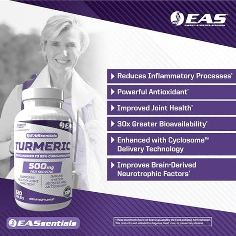 EAS - Turmeric 500mg | Curcuminoides Padronizados a 95%% | Reforça Antioxidantes, Imunidade | Marca: Boost
