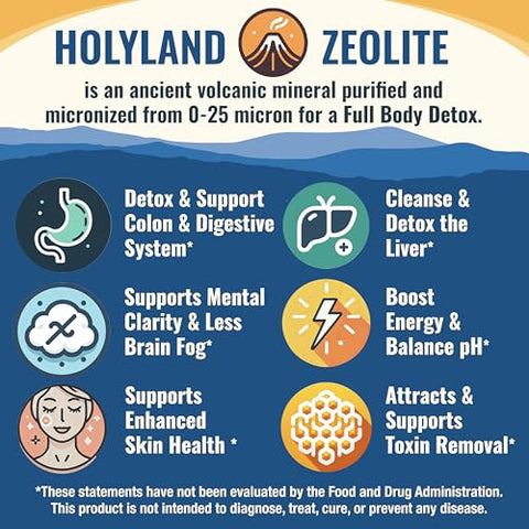 Healthy by Nature - Zeolite Cleanse HolyLand – Pó Detox de Zeolita (200g) – Ativado Naturalmente – Micronizado 0-25 – Detox Completo para Mulheres, Homens – Suporta Energia, Foco