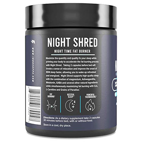 Night Shred | Queimador de Gordura Noturno e Suporte Natural ao Sono | Ashwaganda, 5-HTP, CLA, Melatonina | Supressor de Apetite | Suporte para Perda de Peso (60 Cápsulas Vegetarianas) - InnoSupps