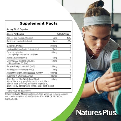 Natures Plus - BrainCeutix by NaturesPlus: Suplemento Ginkgo Plus para Memória e Concentração, 90 Cápsulas
