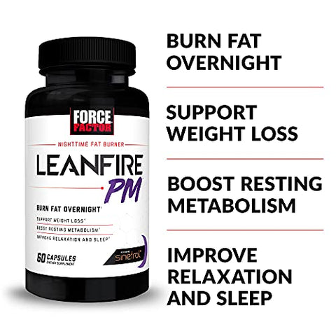 LeanFire PM – Pílulas de Emagrecimento para Mulheres e Homens, Queimador de Gordura e Pílulas de Emagrecimento Noturno para Queimar Gordura, Acelerar o Metabolismo e Melhorar o Sono para Resultados Incríveis - Force Factor