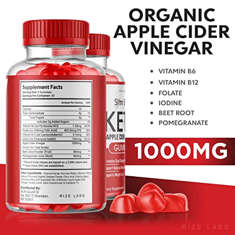 rize labs - (2 Pacotes) Gomas de Vinagre de Maçã ACV Slim Blaze Keto (120 Gomas) – Marca em Destaque