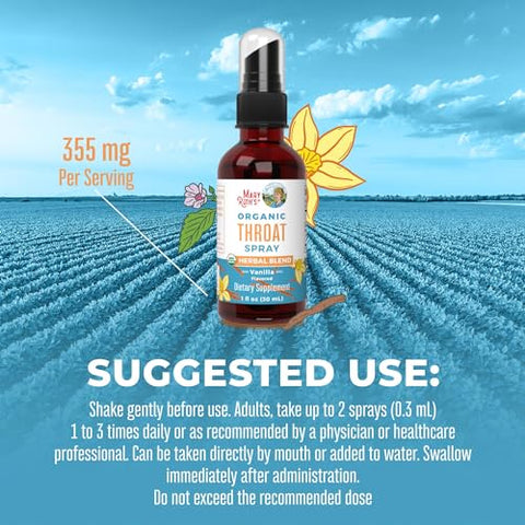 MaryRuth Organics - Spray Orgânico para Garganta USDA com Folha de Verbascum por MaryRuth’s | Raiz de Althaea