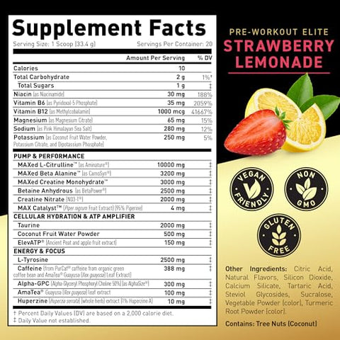 Pre Workout Powder Elite para Homens – Energia Explosiva e Desempenho Máximo - Kaged