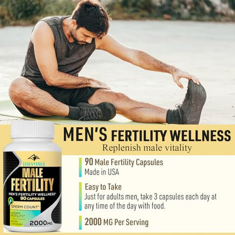 Neusupp - Suplementos de Fertilidade Masculina – Vitaminas Pré-Natais para Homens – Contagem, Motilidade e Força Ótimas de Espermatozoides – Suplementos de Fertilidade Masculina de 2000MG com Raiz de Maca, Zinco