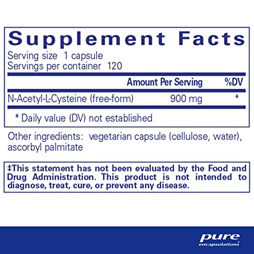 NAC 900 mg – Suplemento de Aminoácido N-Acetil Cisteína para os Pulmões - Pure Encapsulations