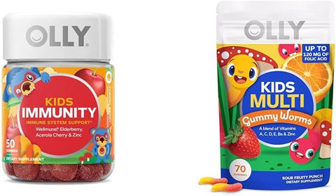 Kids Immunity Gummy – Suporte Imunológico, Wellmune, Sabugueiro, Vitamina C, Zinco – 50 Unidades - OLLY