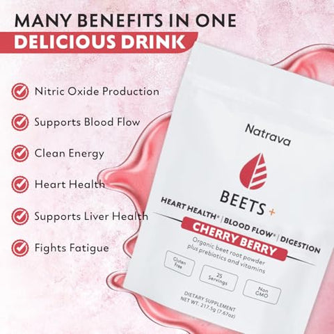 Natrava - Beets: Pó de Raiz de Beterraba 100% Orgânico com Vitaminas – Mistura em Pó – 200g