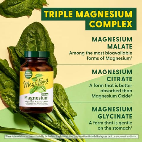 Magnesium 300 mg – Mistura altamente absorvível de Magnésio Glicinato e Citrato de Magnésio  MegaFood - MegaFood
