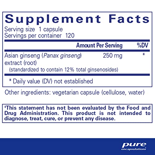 Panax Ginseng | Suplemento Hipoalergênico Ajuda o Corpo a se Adaptar ao Estresse Físico Ocasional* | 120 Cápsulas - Pure Encapsulations