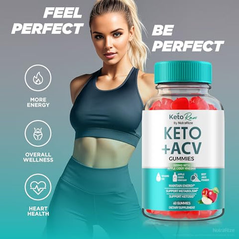 NutraRize - Keto Raw Gummies ACV – Fórmula Avançada de Vinagre de Maçã, Oficial Keto Raw Gummy, Suplemento de Vinagre de Maçã Keto Raw Natural, Vitaminas Keto Raw AVC, Avaliações (60 Gummies)