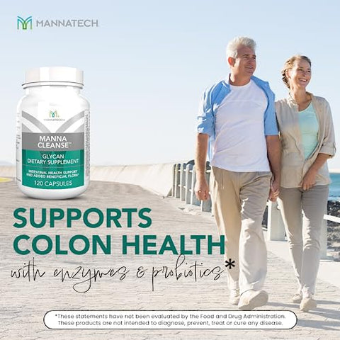 Detox Cleanse: Manna Cleanse 120 Cápsulas, Suporte Natural para a Saúde Intestinal. Ambrotose com Enzimas Digestivas, Derivado da Planta de Aloe Vera - Mannatech