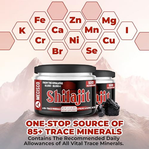 Mecisco - Shilajit Puro Himalaia Orgânico 2 Pacotes 20g – Suplemento Natural com Ácido Fulvico e Humico