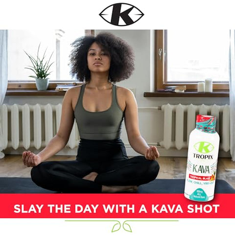 Kava Shot Tropical Blast – Bebida de Kava – Extrato de Raiz de Kava – Substituto de Álcool – 6 Pack - K TROPIX
