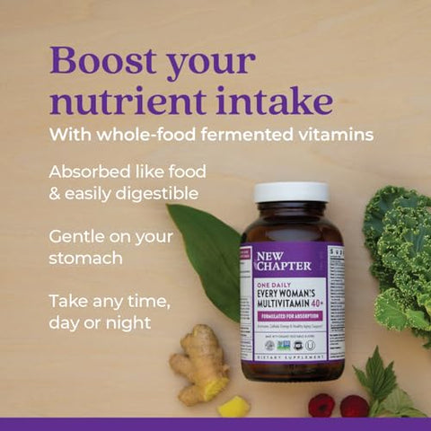Multivitamínico Feminino 40 Plus para Energia, Envelhecimento Saudável e Suporte Imunológico com 20 Nutrientes — Every Woman’s One Daily 40, Suave para o Estômago, 96 Comprimidos - New Chapter
