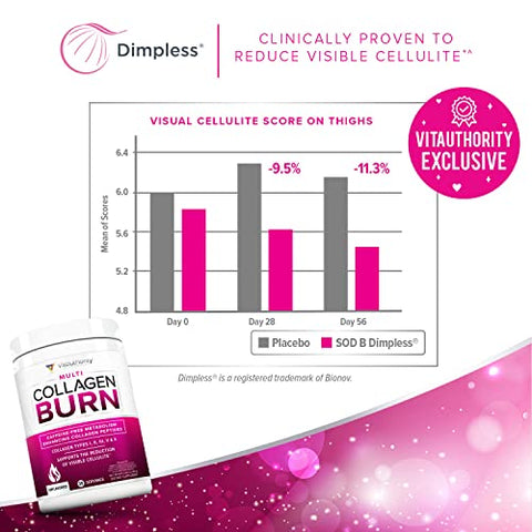 Vitauthority - Pó de Colágeno Hidrolisado para Emagrecimento – Complexo de Beleza Ultimate Burn de Colágeno Multi Peptídeos para Mulheres com Tipos I II III V e X para Suporte à Queima de Gordura – 500g
